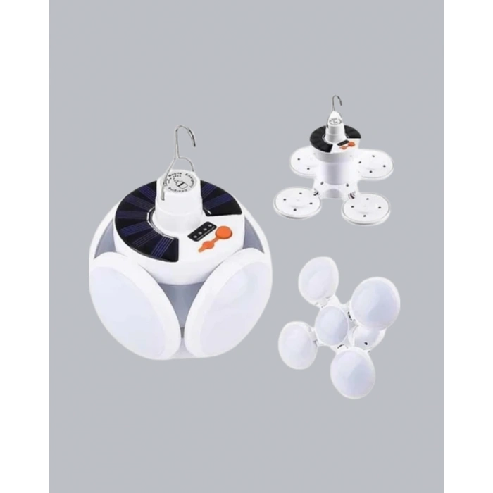 Güneş Enerjili ve USB Şarjlı LED Kamp Lambası – 5 Farklı Işık Modlu, Askılı Tasarım