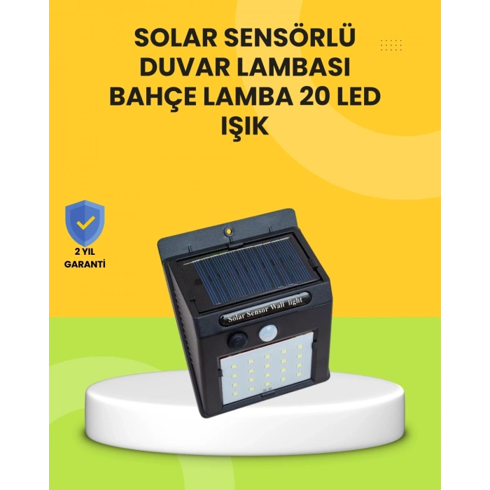 Güneş Paneli ile Şarj Olan 20 LED Dış Mekan Hareket Sensörlü Lamba