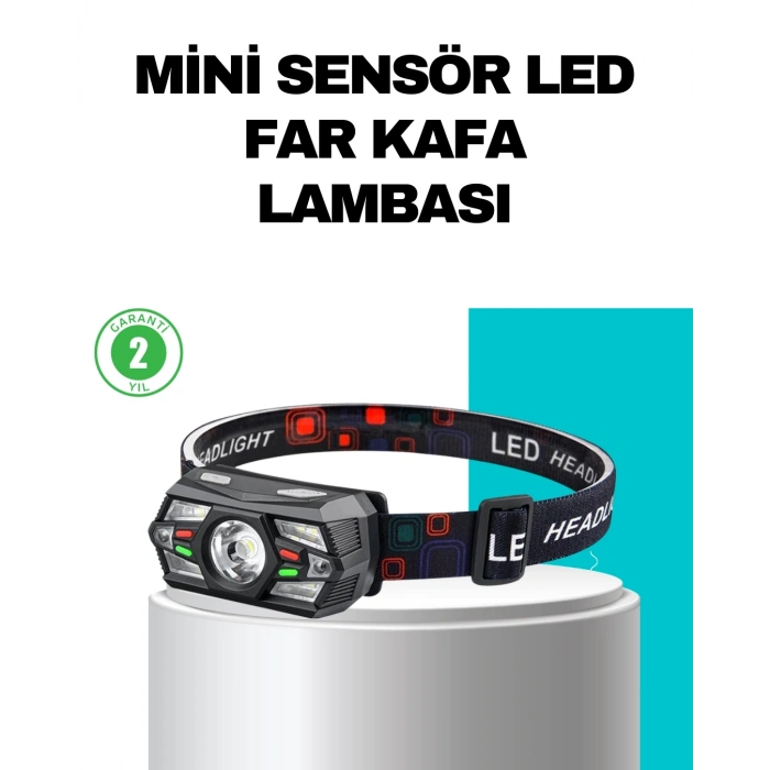Hareket Sensörlü Şarjlı LED Far Suya Dayanıklı Çok Modlu