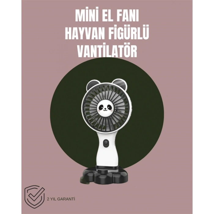 Hayvan Figürlü Mini El Fanı – USB Şarjlı Sessiz Vantilatör