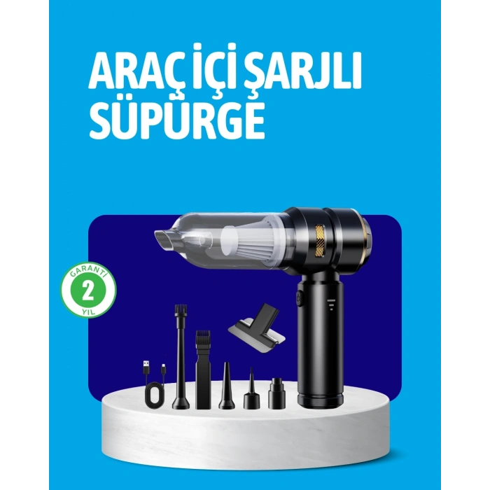 HEPA Filtreli Sessiz Çalışan Kablosuz Şarjlı Mini Süpürge