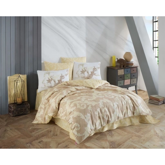 Hobby Çift Kişilik Ranforce Nevresim Takımı Avangarde Krem