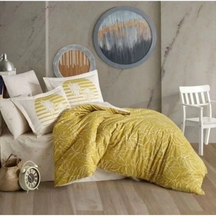 Hobby Çift Kişilik Ranforce Nevresim Takımı Eva Hardal