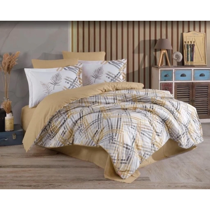 Hobby Çift Kişilik Ranforce Nevresim Takımı Irma Bej