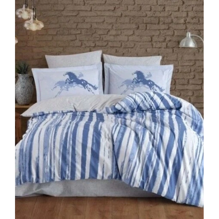 Hobby Tek Kişilik Poplin Nevresim Takımı Cascade Mavi