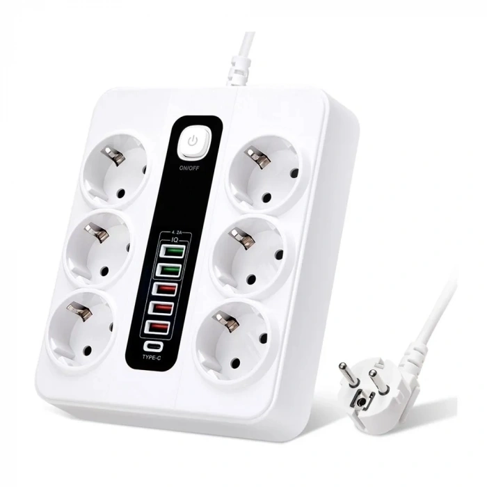 Hp-h04 3000w 10amper 6’lı 2metre Uzatma Kablolu Çoklu Termal Akım Priz