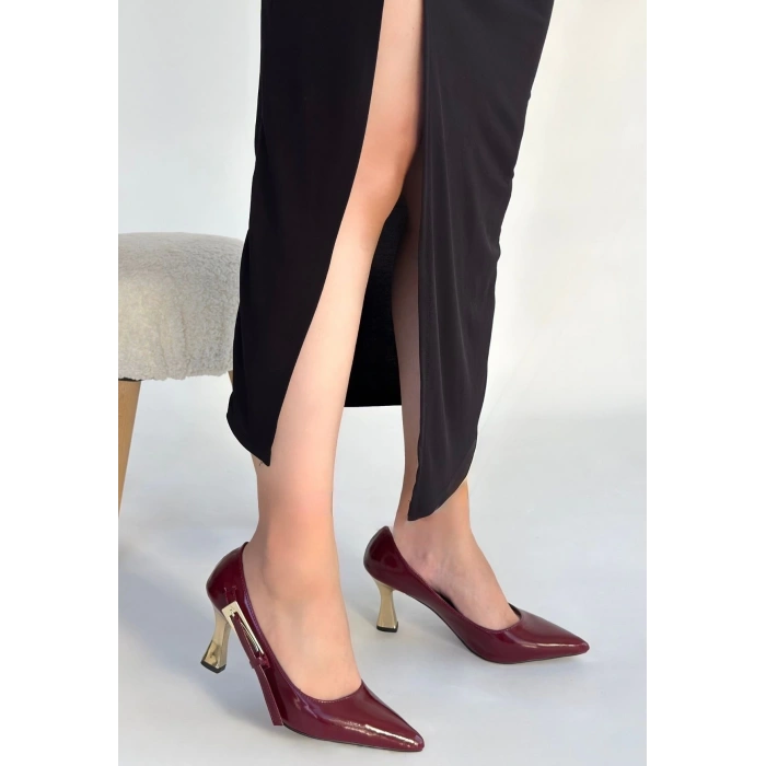 İnja Bordo Rugan Topuklu Ayakkabı