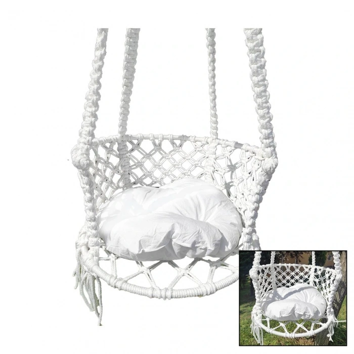 İPEK HAMAK DAVUL SALINCAK  MİNDERLİ   ÇAP:60CM   150KG.TAŞIMA KAPASİTESİ   1-ASMA HALATI - 1-ÇELİK DUBEL (5047)