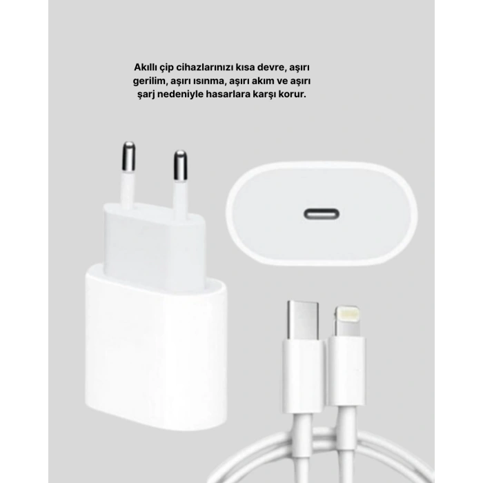 iPhone ve iPad Uyumlu 20W Güvenli USB-C Hızlı Şarj Adaptörü
