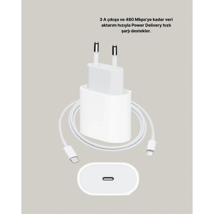 iPhone ve iPad Uyumlu 20W Güvenli USB-C Hızlı Şarj Adaptörü