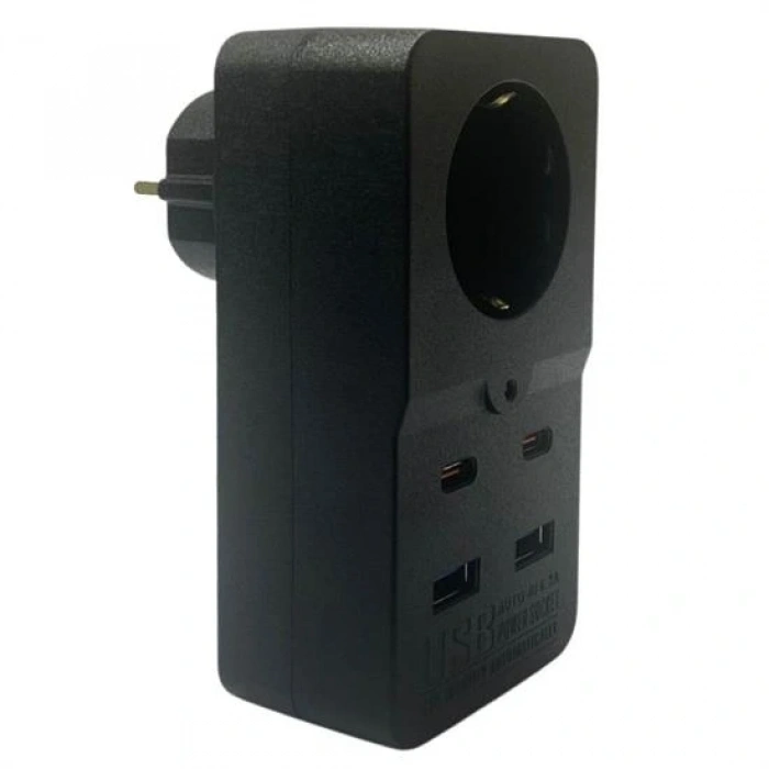 Isıya Dayanıklı Termal Akım Korumalı 1 Priz Girişli 2 USB Girişli 2 TYPE-C Girişli Pirz (5047)