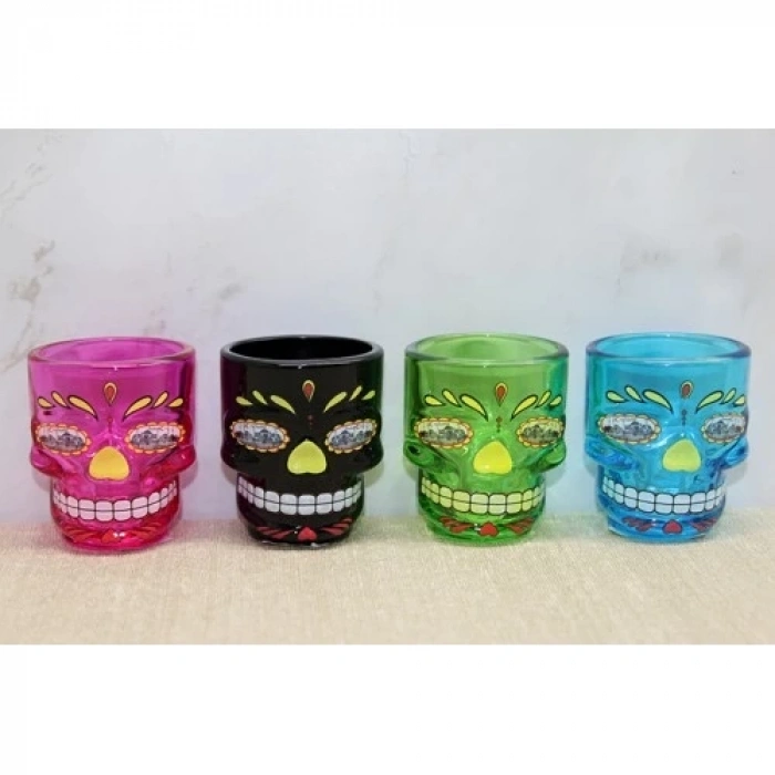 İstanbul Temalı Cam Kurukafa Shot Bardak Renkli