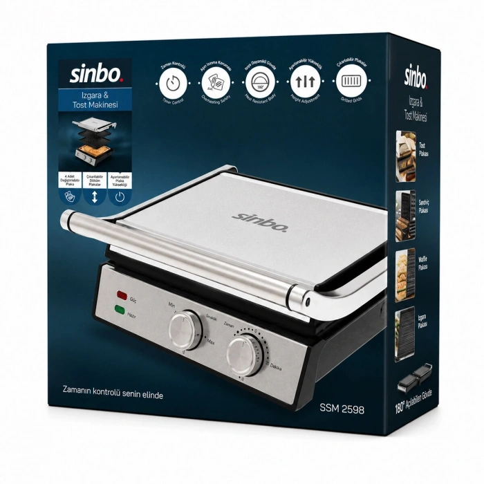 IZGARA VE TOST MAKİNESİ 4 DİLİM YAPIŞMAZ YÜZEY 2000W SSM-2598 (5047)