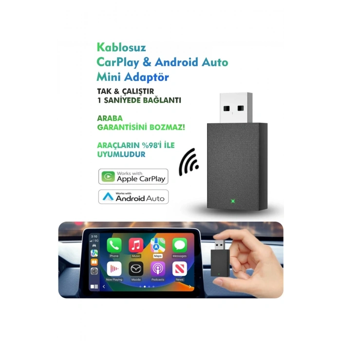 Kablosuz Android Auto/Car Play USB Dongle Cihazı