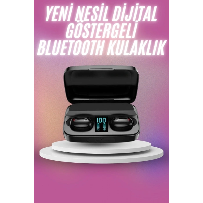 Kablosuz Bluetooth Kulaklık Android ve İOS Uyumlu Led Göstergeli Powerbankli