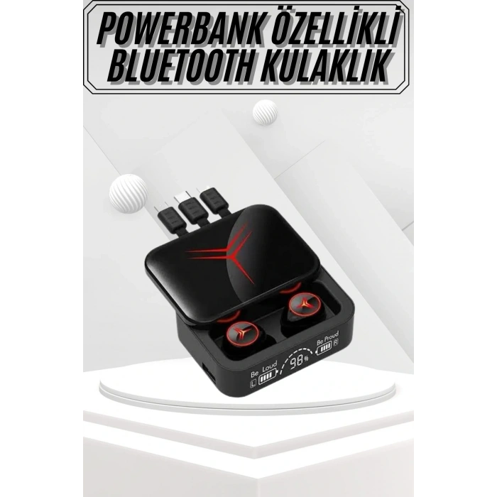 Kablosuz Bluetooth Kulaklık Powerbank Özellikli Göstergeli Hd Mikrofon