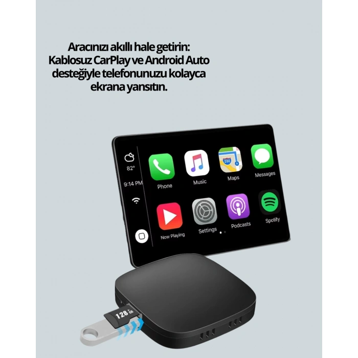 Kablosuz CarPlay ve Android Auto Dönüştürücü Adaptör