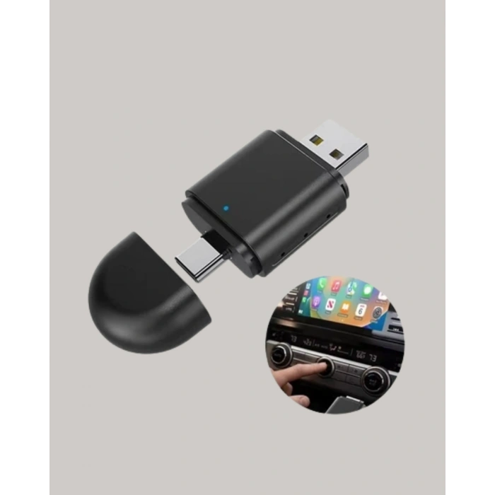 Kablosuz CarPlay ve Android Auto Dönüştürücü – USB-A & Type-C Girişli Akıllı Adaptör
