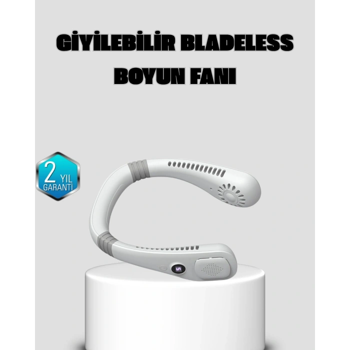 Kablosuz Giyilebilir Boyun Fanı Çift Motorlu ve 5 Kademeli Hız Kontrolü