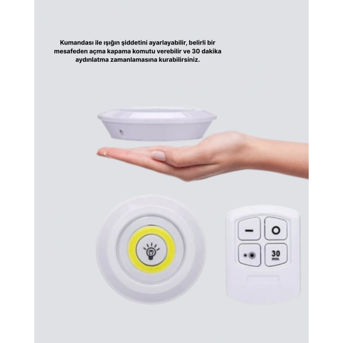 Kablosuz Gün Işığı 3’lü LED Spot Lamba Kumandalı