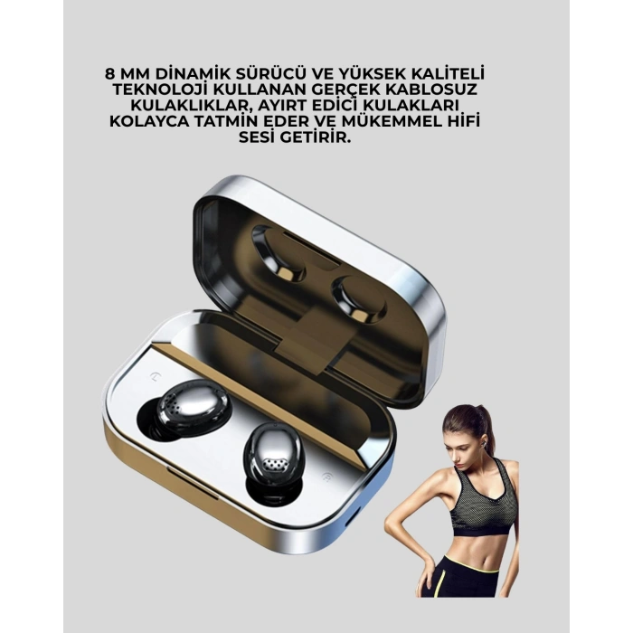 Kablosuz Kulak İçi Bluetooth Kulaklık – Dokunmatik Kontrol ve LED Şarj Ekranı