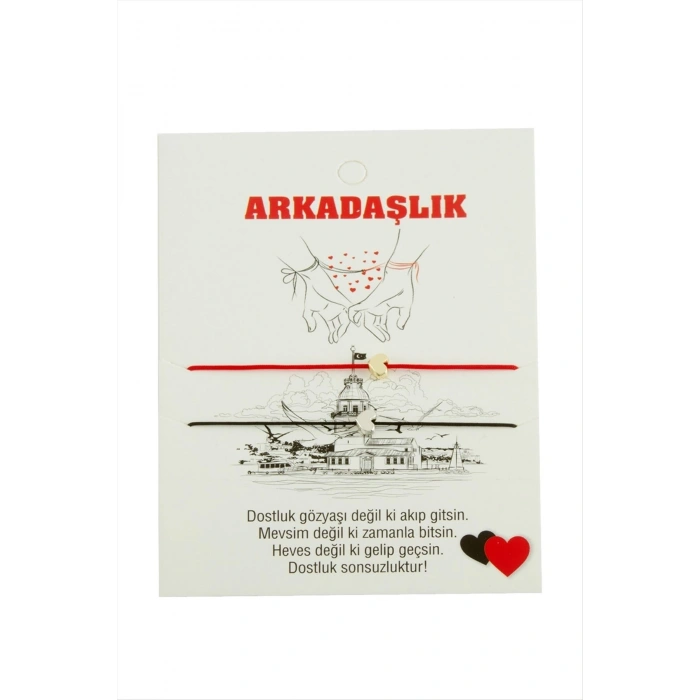 Kalp Arkadaşlık İp Bileklik 2 Adet
