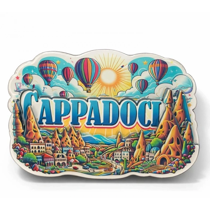 Kapadokya Temalı Ahşap Buzdolabı Magneti Model 1