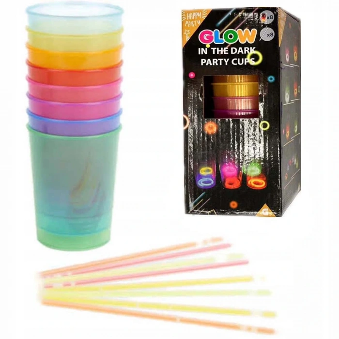 Karanlıkta Yanan Gece Işığı Mega Glow Bardaklar 8 Adet 8.5 x 10.5 cm (5047)