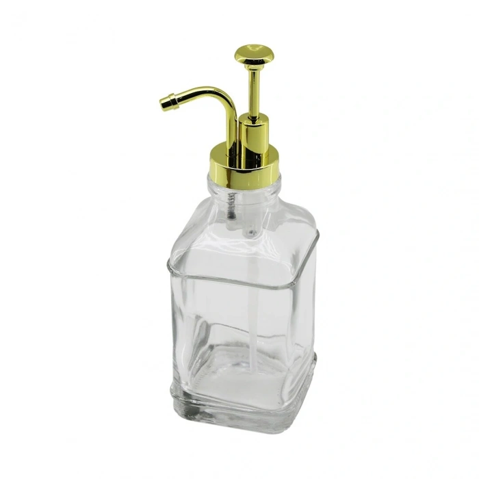 KARE CAM ŞİŞE - ŞEFFAF SIVI SABUNLUK 500ML POMPA - MUSLUK AYRIK MODEL BAŞLI (5047)