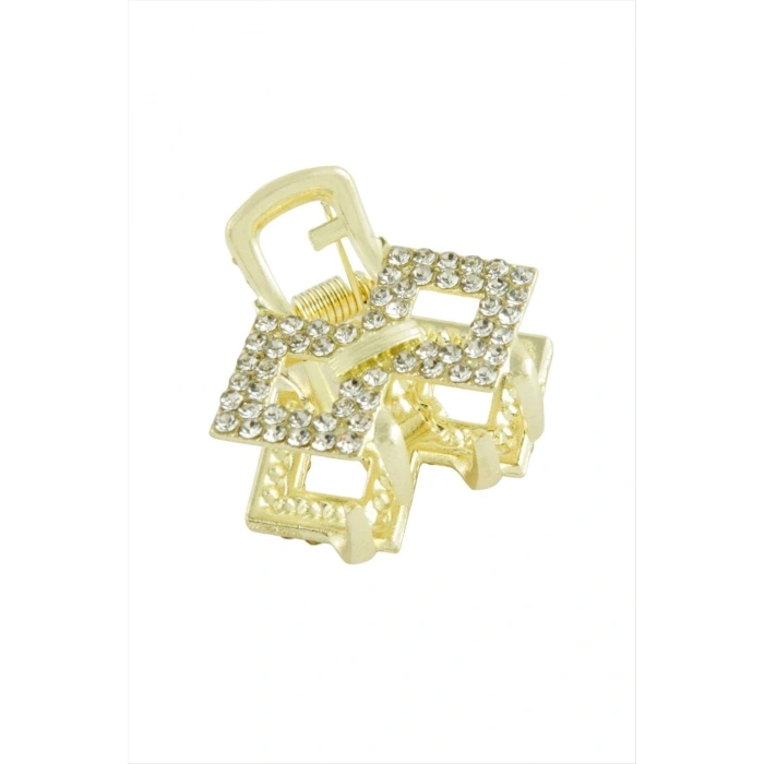 Kare Taşlı Minik Metal Mandal Toka 2,5 cm