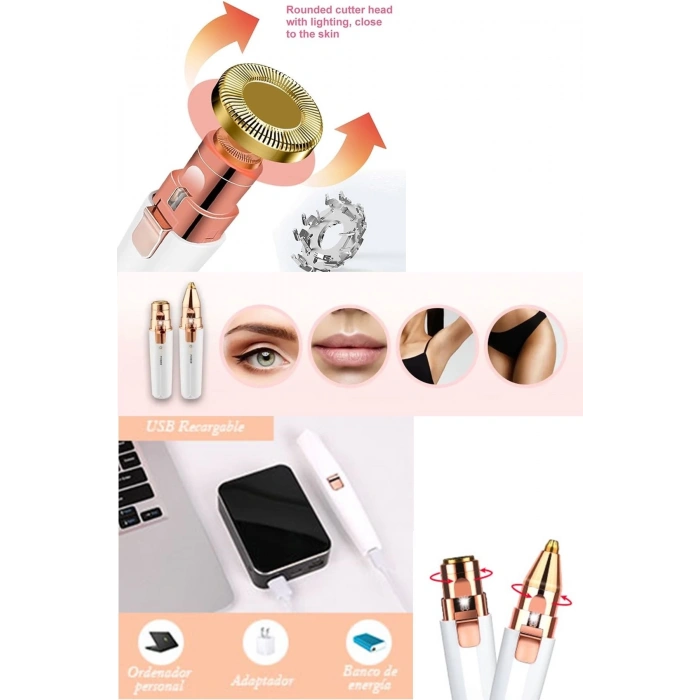 Kaş Bıyık Alma Epilatörü -Yüz Epilatör- Kıl Kaş Bıyık Tüy Alma Aleti- Epilasyon Çift Başlık Şarjlı