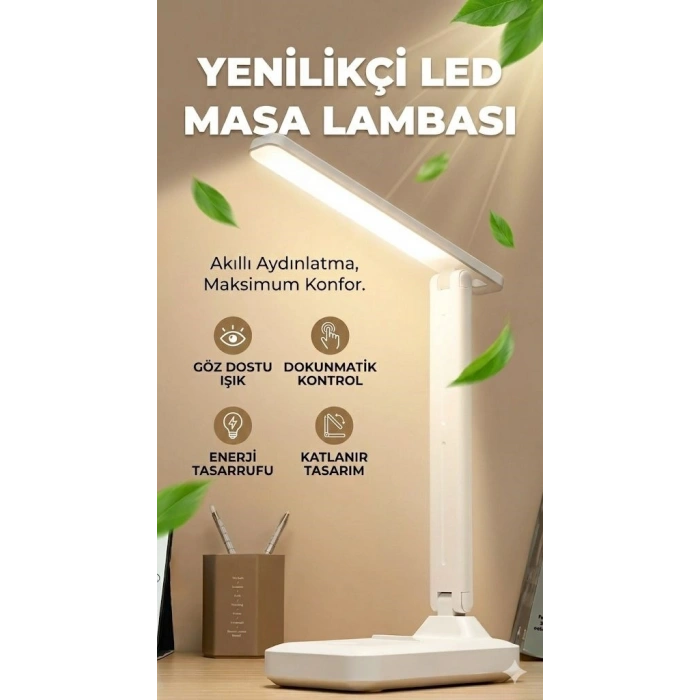 Katlanabilir Dokunmatik Kontrollü Göz Dostu Akıllı LED Masa Lambası – Enerji Tasarruflu