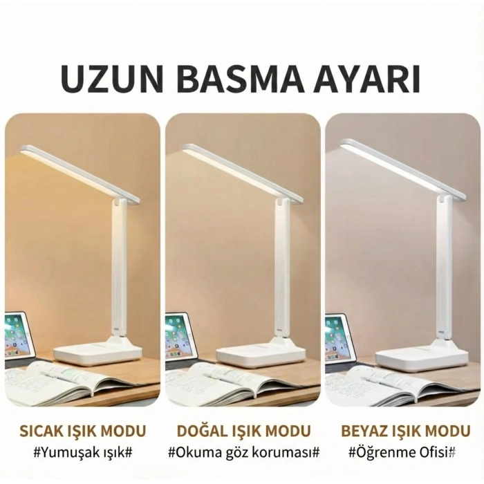 Katlanabilir Dokunmatik Kontrollü Göz Dostu Akıllı LED Masa Lambası – Enerji Tasarruflu
