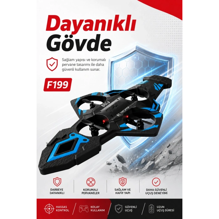 Katlanabilir Tasarımlı Uzaktan Kumandalı Drone 360 Derece Dönüş Ve Işıklı Uçuş Özellikli
