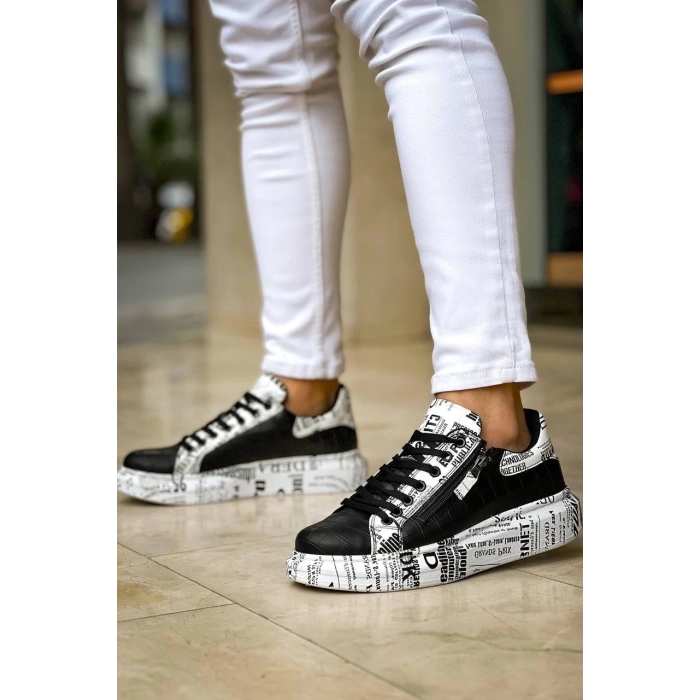 KB-02  Kuback Bağcıklı Crocodile Siyah Gazete Günlük Erkek Ayakkabı
