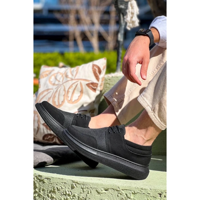 KB-042  Kuback Bağcıklı  Siyah Deri Tozu Siyah Taban Günlük Erkek Ayakkabı