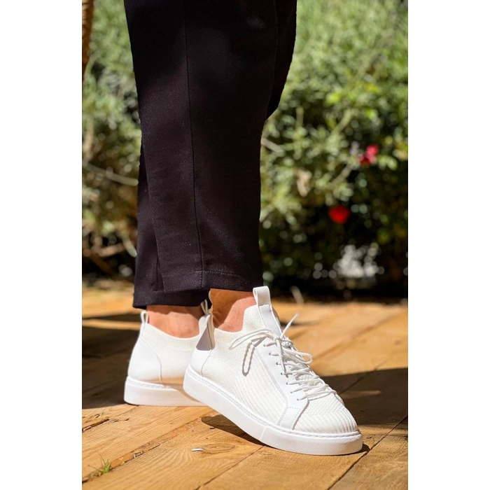 KB-112   Kuback Beyaz Triko Bağcıklı  Günlük Erkek  Ayakkabı