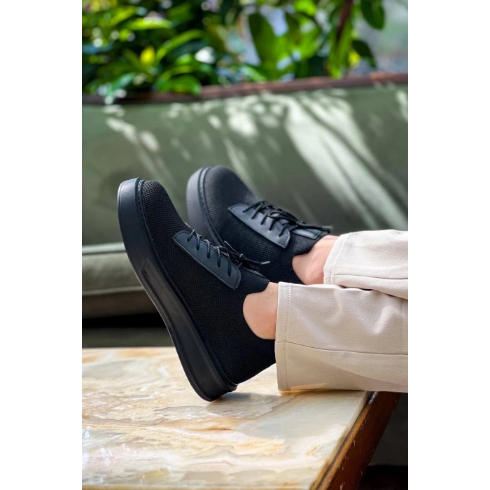 KB-116 Kuback Siyah Siyah Taban Bağcıklı Triko Günlük Erkek Ayakkabı