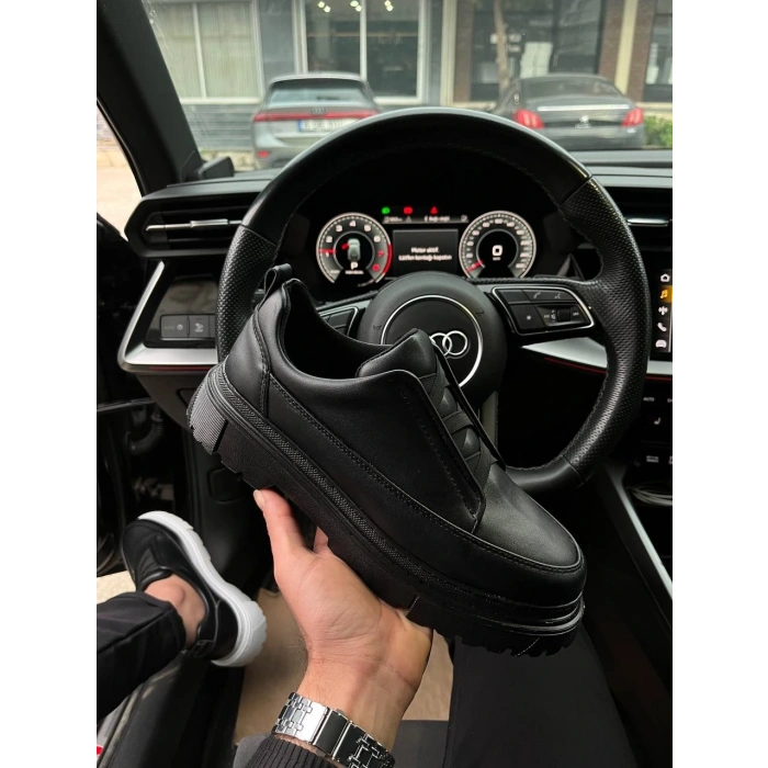 KB-703 Kuback Kömür Cilt Lastikli Günlük Erkek Ayakkabı