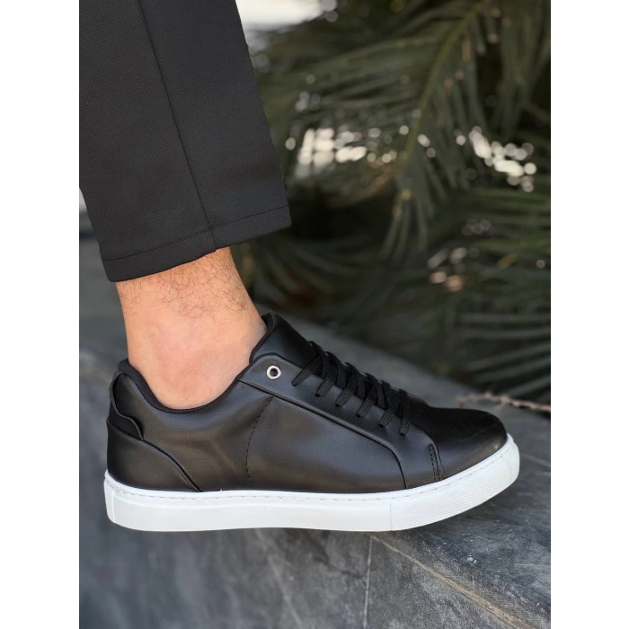 KB-BX1  Kuback Siyah Cilt Yüksek Beyaz Taban Günlük Erkek Ayakkabı