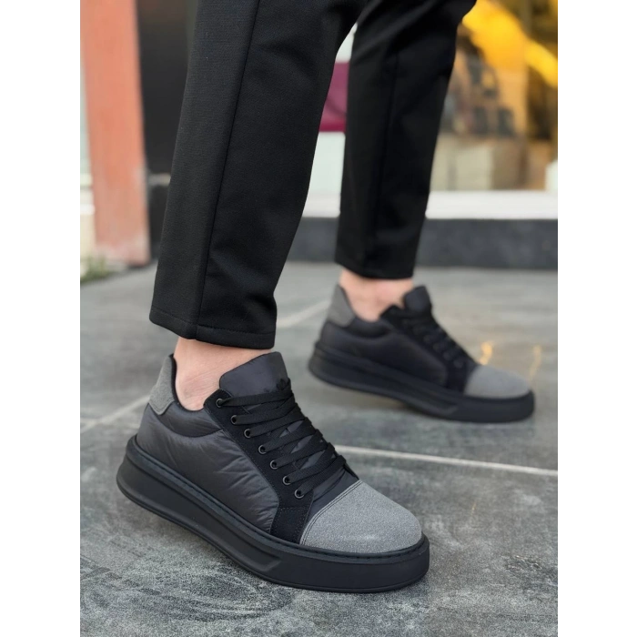 KB-X46 Kuback Siyah Gri Yüksek Siyah Taban Günlük Spor Ayakkabı