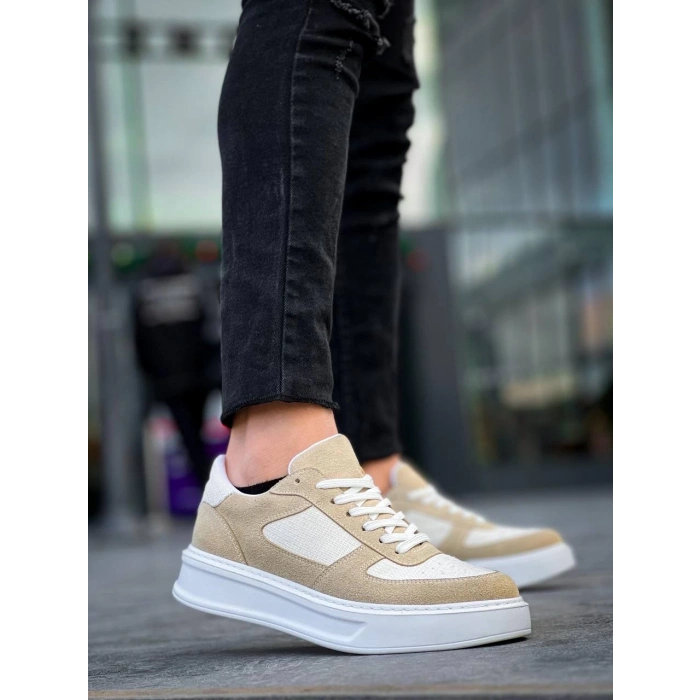 KB-X8 Kuback Bej Keten Süet Yüksek Taban Günlük Spor Ayakkabı