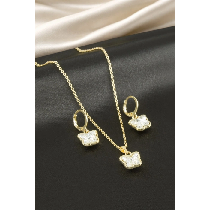 Kelebek Taşlı Set Kolye