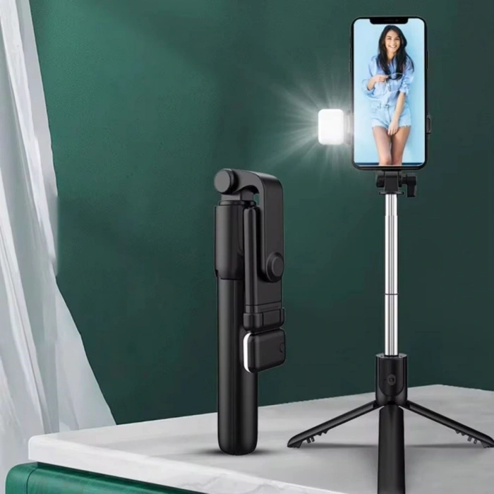 Kendiliğinden LED Işıklı Kumandalı Uzayabilen Selfie Çubuğu,Masa Üstü Tripod (5047)