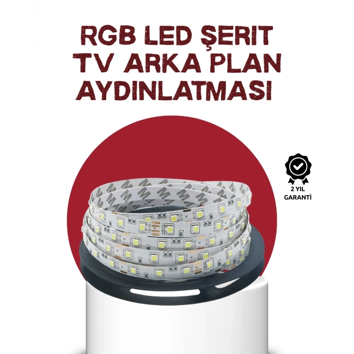 Kendinden Yapışkanlı LED Şerit Televizyon Aydınlatması 2mt
