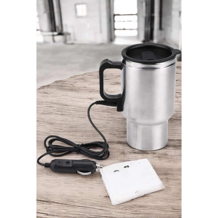 Kettle Kapaklı Araç İçi Termos Tüm Arabalara Uyumlu Çakmaklık Girişli Su Isıtıcı Bardak