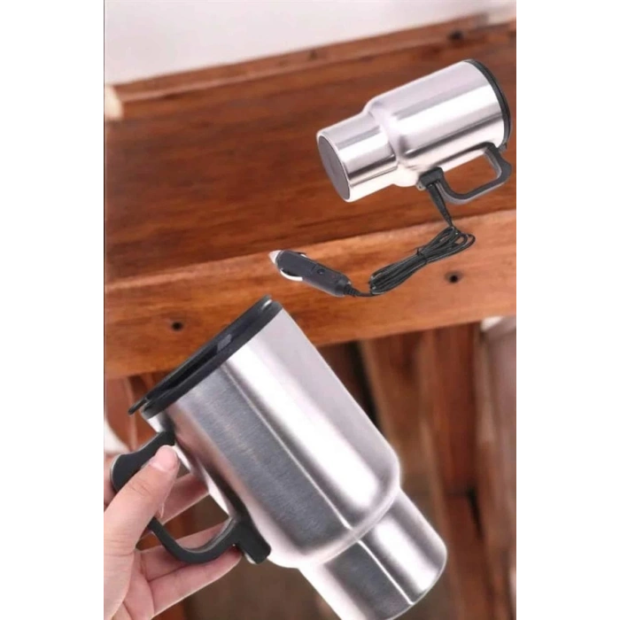 Kettle Kapaklı Araç İçi Termos Tüm Arabalara Uyumlu Çakmaklık Girişli Su Isıtıcı Bardak