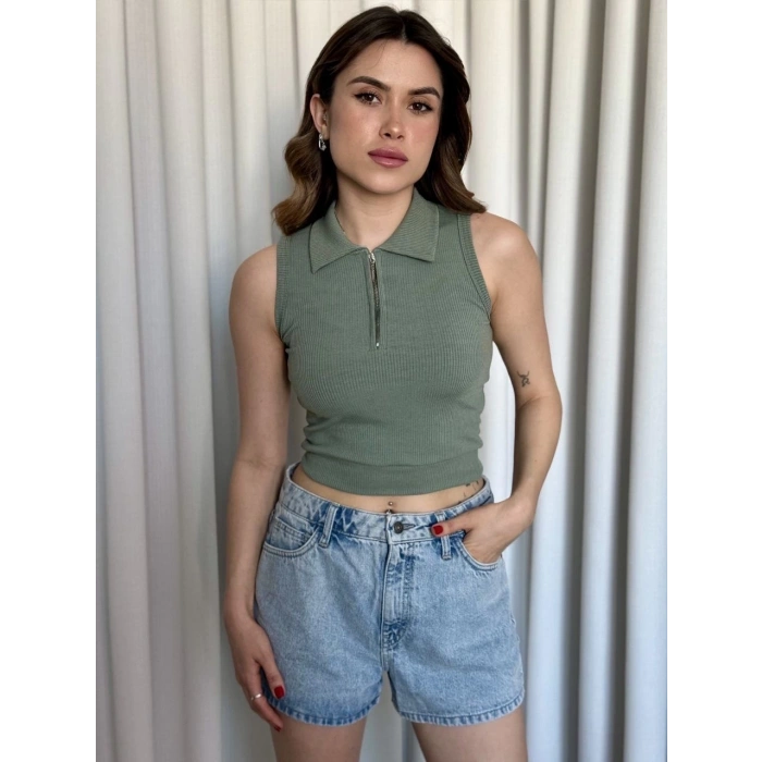 Kısa fermuarlı crop