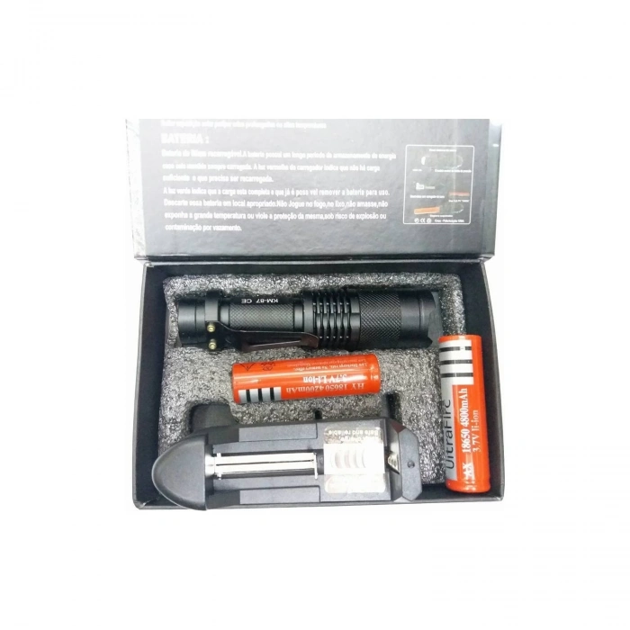 Km 87 Polis Tipi Zoomlu Şarjlı Metal Dağ Kamp Cep Feneri