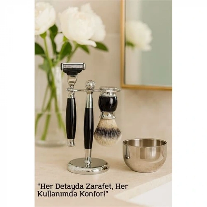 Koleksiyon Tıraş Seti – 304 Cerrahi Çelik & Kemik Saplı | Çift Cidarlı Tıraş Tası Icardi Collection